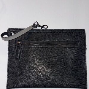 Street Level Black Textured Clutch with Wrist Strap